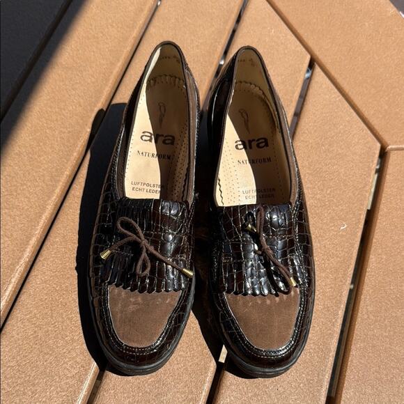 Ara Naturform Brown Loafers Slip-Ons Kiltie Shoes Size 7.5 Wide - Picture 3 of 8